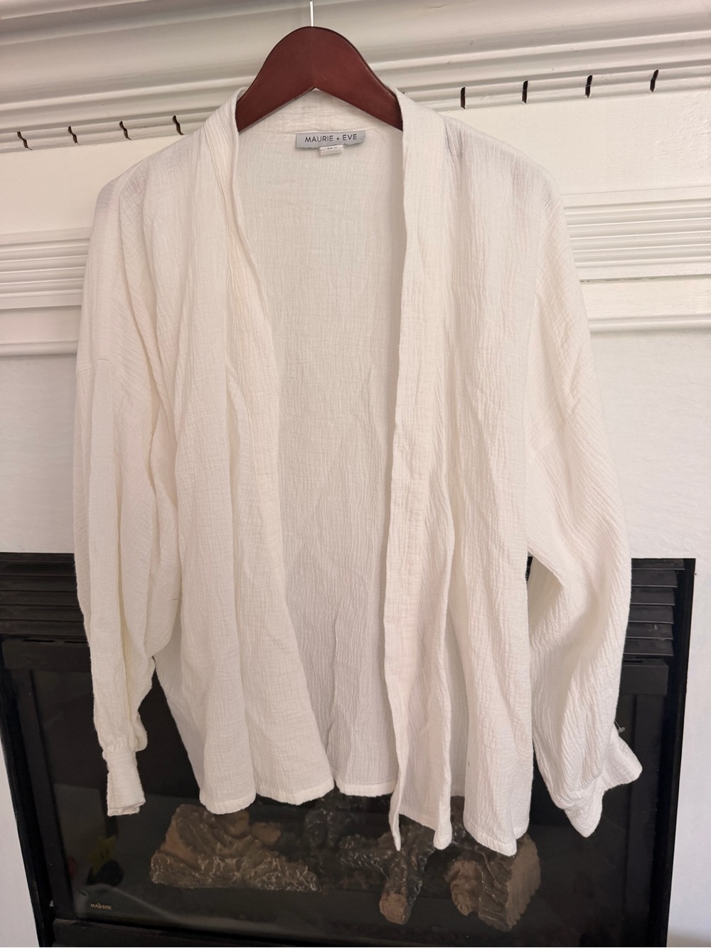 Maurie + Eve Cream Textured Open-Front Cardigan